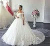 Prachtige kant prinses trouwjurken romantisch off the shoulder kralen kant applicaties tule bruids jurk 2018 op maat gemaakt bruidsjurken