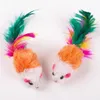 10Pcs Funny Soft Fleece False Mouse Cat Toys Colorful Feather Playing Kitten Toy Random Color12667
