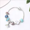 Mode 925 Sterling Silver Blue Murano Lampwork Glass European Charm Beads Rainbow Clouds Dangle Convient Pandora Charm Bracelets Collier