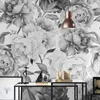 Großhandel-graue Schwarzweiss-Blumen-Gewohnheit 3D-Wandpapier Wandbild auf der Wand Großhandel für Büro Wohnzimmer Tagungsraum