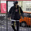 ABOORUN Giacche di jeans hip-hop da uomo Giacche di jeans dipinte con graffiti oversize Cappotto strappato di marca da uomo Streetwear x1282