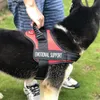 Servicehundväst för servicehund - justerbar nylon med avtagbara reflekterande fläckar för känslomässiga stödhundar stora medium smal273h