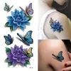 3 feuilles femmes 3D coloré étanche corps lèvre Art manchon autocollants faciles à poser paillettes tatouages temporaires Mini Rose fleur papillon