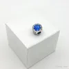 925 Sterling Silver Heart Blue Crystal Clear CZ Charms Perles européennes avec boîte d'origine Fit Pandora Chain Snake Bracelet Charms Jewelry DIY