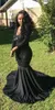 Sexy Elegant Black Girl Robes de bal robes de soirée robes formelles Sirène manches longues vneck robe de concours avec paillettes7977359