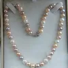 Genuine Natural 7-8mm Wit Roze Paars Akoya Gekweekte Parel Ketting 18 "