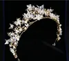 Vlinderbloem Kristallen Kroon Tiara gouden barokke kroon bruiloft accessoires accessoires Europese en Amerikaanse bruidenkroon42295237806487