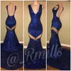 Hot Sell Bourgogne Prom Dresses Mermaid V Neck Sexig öppen baksida paljett Endast Evening Glows Custom Made