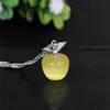 Cat Eye Apple Pendant Multi Colors Alloy Crystal Clavicle Necklace For Women Plating Silver Jewelry Hot Sale