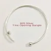 Skruva av 925 Silver Bangle, 2mm Fine Sterling Silver Justerbar Öppning Bangle Silver / Guldfärg, Bollar kan sättas på och DIY med charms