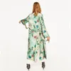 Etnisk blommor tryck skjorta kimono kvinnor kofta elegent långärmad sommarblus blusa kemis femme toppar