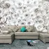사용자 지정 사진 벽지 회화 3D 흰색 장미 꽃 벽 벽 거실 TV 소파 배경 벽 종이 현대 홈 장식 룸
