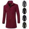 Fashion 2017 Vinter Lång Trench Coat Men Märke Bra kvalitet 5 färger Singelbröst Slim Fit Mens Overcoats Luxury