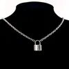 Women Jewelry Silver Color PadLock Pendant Necklace  New Stainless Steel Rolo Cable Chain Necklace Friendship Gifts