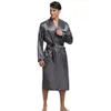 Chinese Style Men Kimono Bathrobe Nightwear Loose Satin Robe Pyjamas Home Wear Casual Male Long Sleeve Sleepwear Nightgown