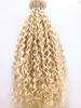 new arrive brazilian human virgin remy clip ins hair extensions curly hair weft blonde color 9pieces with 18clips