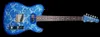 Crook Custom Brad Paisley Blue Sparkle Paisley Guitare électrique, mini micro Humbucker, pickguard transparent, accordeurs de verrouillage Sperzel