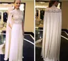 Zuhair Murad Arabiska Eleganta Aftonklänningar med Cape High Neck Lace Prom Kappor Golvlängd Plus Storlek Special Occasion Dress