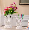 Vit Keramisk Creative Peacock Flowers Vase Pot Heminredning Hantverk Rum Bröllopsdekorationer Hantverk Porslin Figuriner