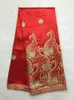 5 meter / PC Beuatiful Red George Lace Fabric med Guld Sequins Afrikansk bomull Tyg för Kläder JG21-1