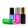 5 ml frosted dik glas parfum roll on fles met roestvrijstalen bal etherische olie fles snelle verzending F688