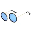 2024 Okrągłe luksusowe okulary przeciwsłoneczne projektant marki damskie Kryształowe okulary przeciwsłoneczne Kobiety duże ramy owalne lustro słoneczne dla żeńskiej UV400