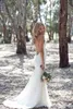 BOHO Backless Mermaid Wedding Dresses Sexy Spaghetti Straps Full Lace Sexy Wedding Dress Glamorous Low Back Sweep Train Bridal Dresses