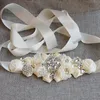 2019 Nowy Luksusowy Rhinestone Ozdobnik Pas Ślubna Akcesoria Pas 100% Ręcznie Różowe Kwiaty Bridal Sashes Fro Prom Party