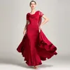 Röd Lace Ballroom Dance Dresses Ballroom Waltz Klänningar för Dancing Clothes Waltz Foxtrot Flamenco Modern Dance Costumes