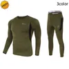Hot 2017 Outdoor ESDY Spring Autumn Sport Fleece Thermal Warm Sweat compression Underwear Tactical Hiking T-shirt Set Men