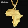 UODESIGN Merk Hiphop Afrika Ketting Goud Kleur Hanger Keten Afrikaanse Kaart Gift Voor Mannen / Dames Ethiopische Sieraden Trendy