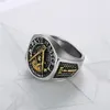 Nuevo acero inoxidable Master Master Masonic Rings Silver Silver Two Tone Mason Mason Ring Joyería