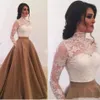 2019 Elegant High Neck Long Sleeves prom Dresses with Pockets Saudi Arabia Lace Appliques Ball Gown evening Gowns Special Occasion Dress