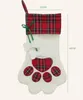 Juldekorationer hund Paw Snowflake Christmas Socks hänger Christams Tree Candy Present Bags Party Home Decor Drop Ship 110206