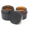 30g Glass Amber Facial Cream Jar 30ml Cosmetic Sample Container Emulsion Refillable Pot Black Lid LX1254