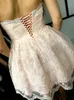 2018 Korte Mini Sexy Blush Roze Homecoming Jurken Sweetheart Corset Back Full Lace Applicaties Party Graduation Plus Size Cocktailjurken