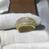 Vecalon luxe femmes bague pavé ensemble 320 pièces Diamonique Cz or jaune rempli 925 argent anniversaire bague de mariage pour femmes hommes325B