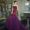 Fashion Ing Purple And Bury Dresses Sweetheart Mermaid Prom Gowns Tiered Tulle Trumpet Evening Wear 326