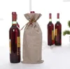 Sacchetti per vino in iuta Copertine per bottiglie di vino champagne Custodia regalo in tela da imballaggio Borsa per imballaggio Decorazione per festa nuziale Sacchetti per vino Copertura con coulisse