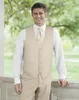Nuova moda Gilet di tweed beige Spina di pesce Stile britannico su misura Abito da uomo su misura slim fit Blazer abiti da sposa per uomo 630
