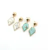 Mode goud kleur geometrische natuursteen geometrische vorm witte turquoise bengelen oorbellen sieraden voor vrouwen