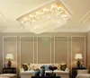 Europejski prostokątny LED Crystal Crystal Sufit Lampy 3 Layer Lights Lights For Salon Sypialnia Villas Hotel Bar Home Decoration
