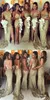 Sparkly Bling Gold Sequined Mermaid Bridesmaid Dresses Backless Slit Plus Size Maid Of The Honor Gowns Wedding Dress