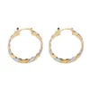 Two Tone Women Girls Earrings Jewelry Yellow Gold Filled Clip Hoop Earring