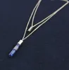 Blue Pink Quartz Double Layer multilayer Necklace cylinder Natural Stone gold plated Sweater Long Necklaces for women jewelry