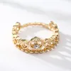 Dinglly Classic 3 Color (Gold Color, Silver Color, Rose Gold) Princess Crown Ring Sieraden voor vrouwen