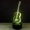 USB LED Night Light 3D Illusion Guitar Studio Decor 7 Färger Touch Sensor Lamp # R42