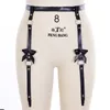 4 مقاطع NOIR EN CUIR JARRETIÈRE CEINTURE Jambe Bas Bretelles Jarretière cuisine Haute taille Bondage لانجري دي نسائي دي مود هارنس