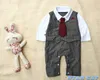 Baby Boys Rompers Spring & Autumn Newborn Boys Gentleman Striped Jumpsuit s Waistcoat Romper with Bow Tie Clothes Costume