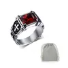 Mprainbow Vintage Herrenringe Edelstahl Rot Großer Kristall Drachenklaue Kreuz Ring Band Gothic Biker Ritter Punk Schmuck 2017128975865